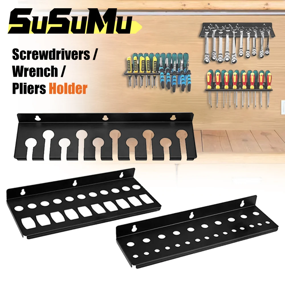 Screwdriver Organizer Wall Mount Wrench Organizer Hand Tool Holder Rail Rack Storage Holder Garage Workshop Hardware Tool Hanger tool storage rack