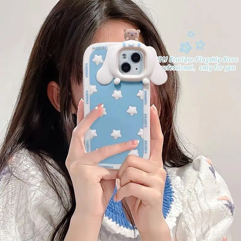

Sanrio Case 3D Blue Cinnamoroll Suitable for Iphone 14/13/12Por/11Promax Cartoon Kawaii Silicone Anti Falling Protective Shell