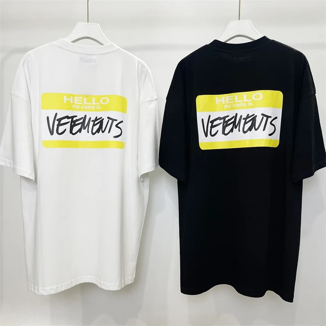 Summer Hello My Name Is Vetements T Shirt Men Yellow Logo