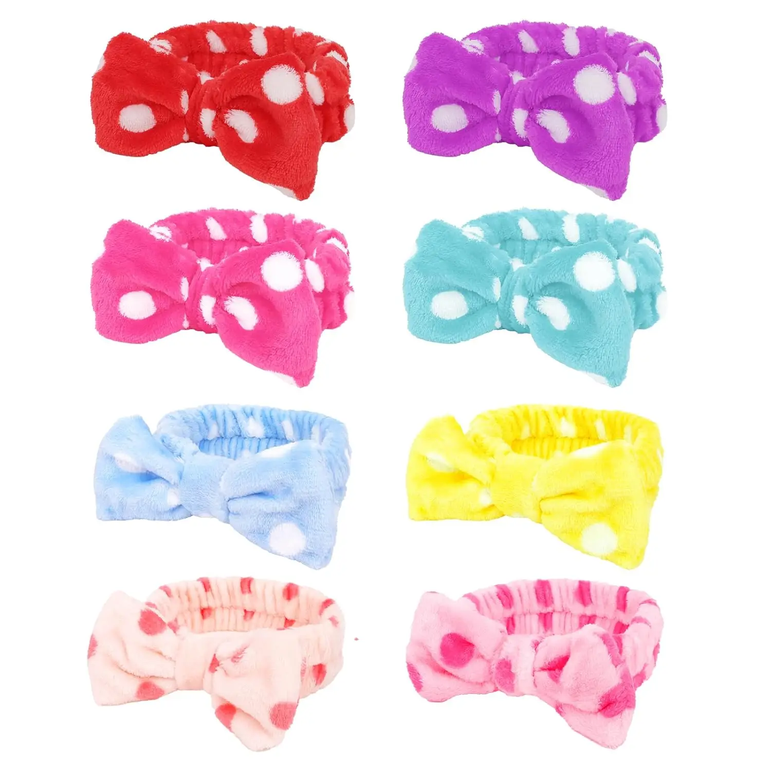 Spa Headband Bow Hair Band for Washing Face Women Skincare Headbands Elastic Makeup Headband Coral Fleece Face Wash Headband