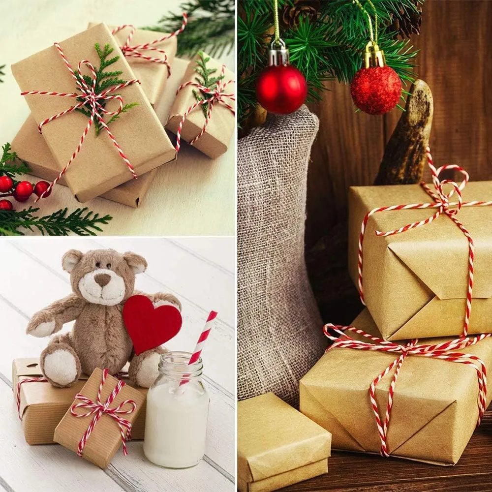 100M/Roll 2mm Red Green White Cotton Rope for Handmade Crafts Christmas DIY Gift Wrap Packaging Baking Twine Ribbons 