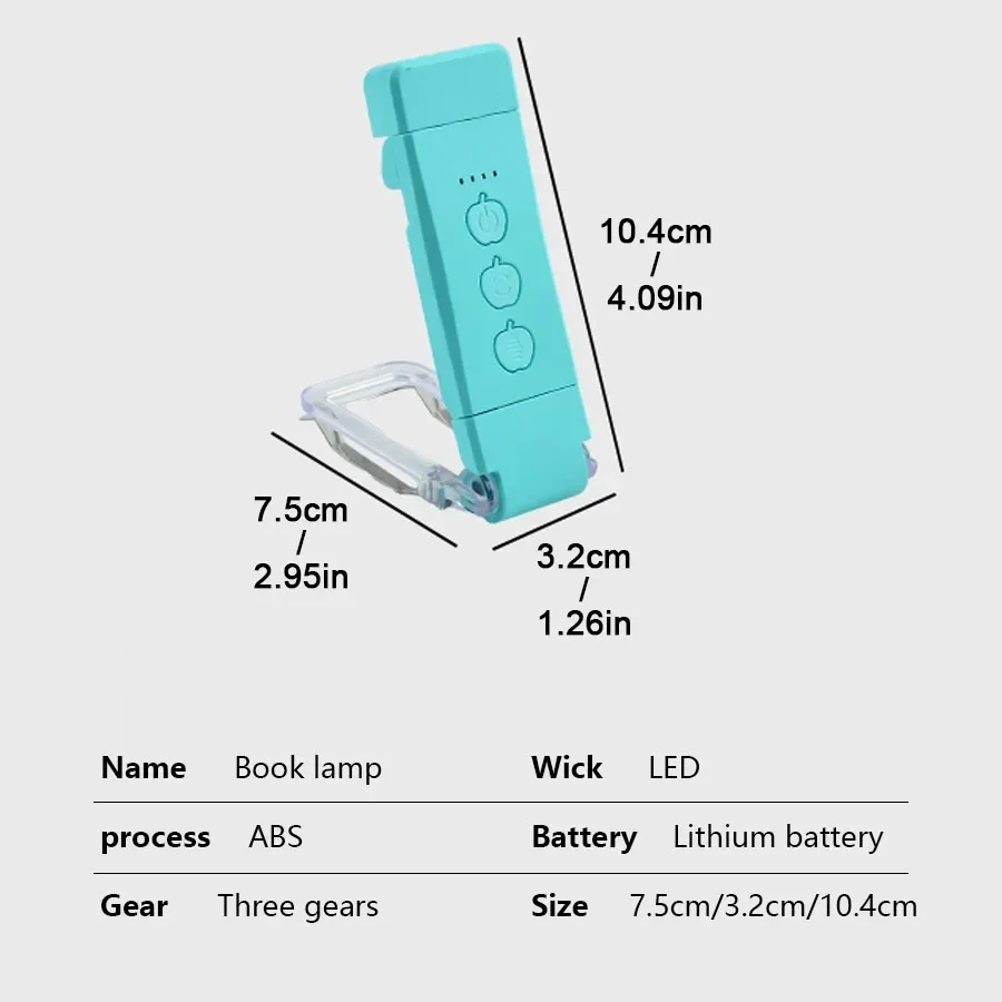USB Rechargeable LED Book Light 1800K-6000K Portable Clip Desk Light 500mAh Bookmark Reading Adjustable Brightness 15 Gear