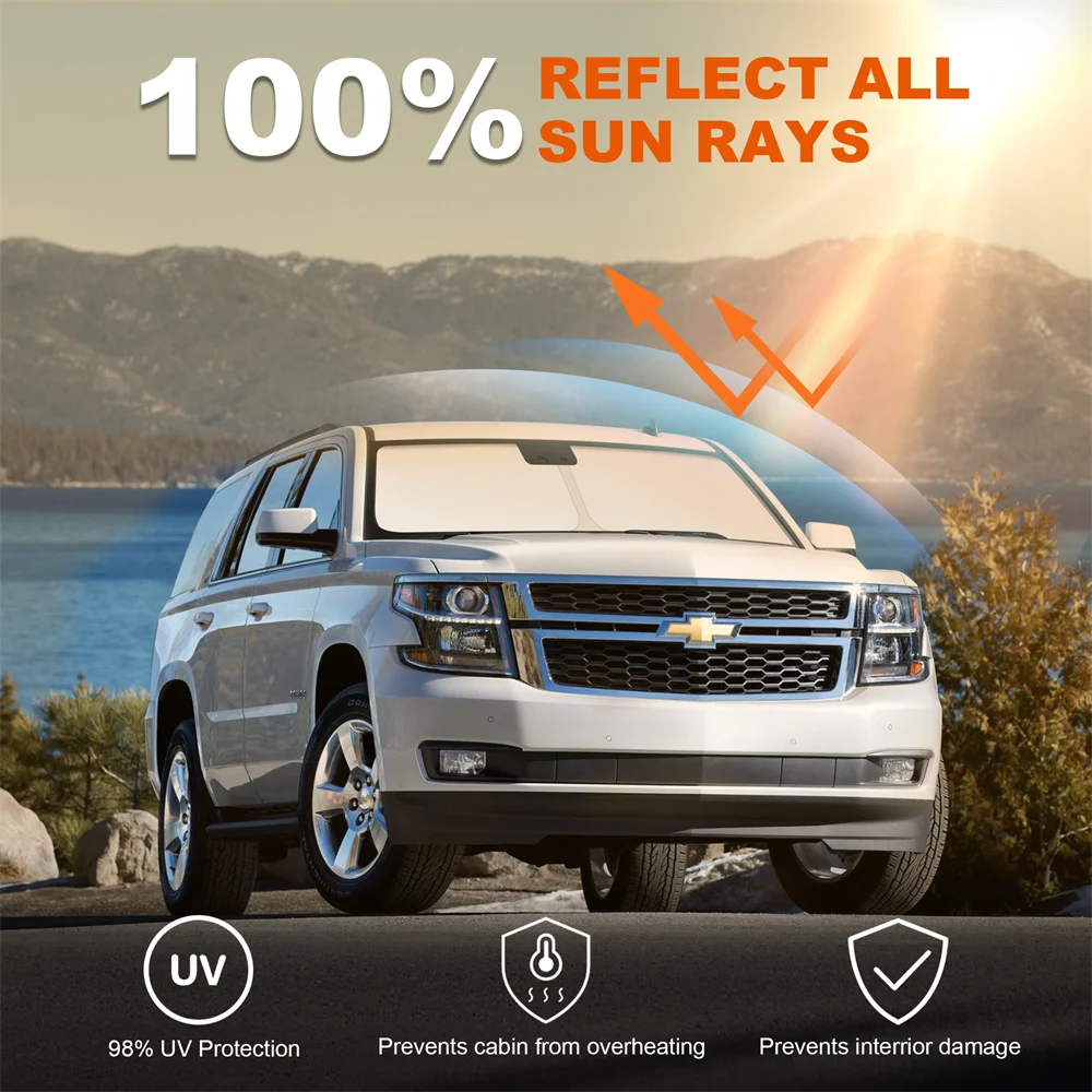 Car Windshield Sun Shade Reflective UV Shield Cover Visor Protect Car Accessories for Chevy Tahoe 2015