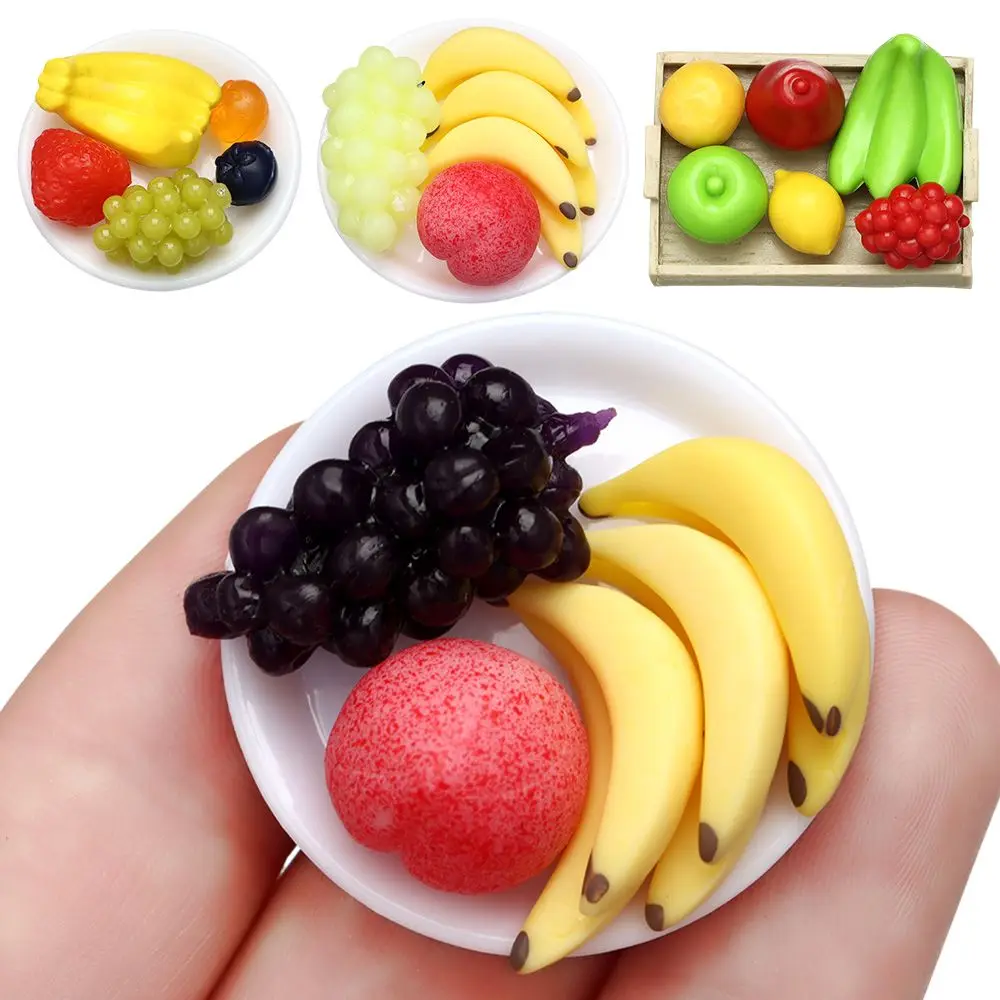 

Set Gift Scene Model 1:12 Scale Photo Props Doll Accessories Dollhouse Kitchen Toy Simulation Food Miniature Fruit Tray