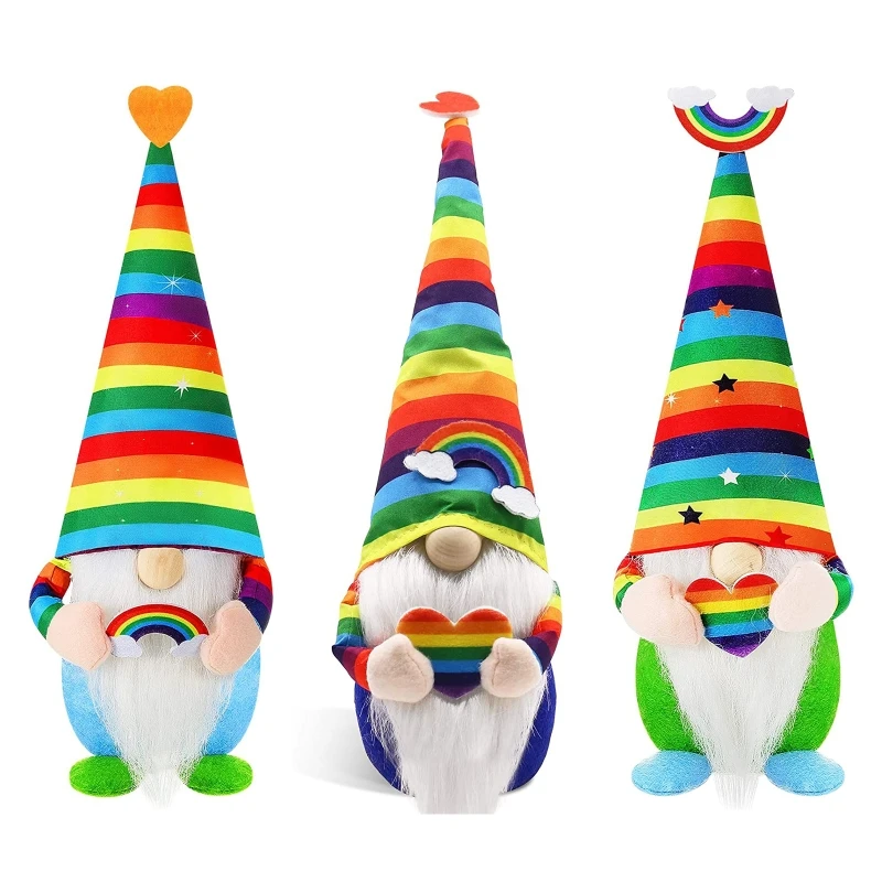 

Радужная кукла-гном, 3 шт., набивные плюшевые гномы, украшение, декоративные поделки M6CE