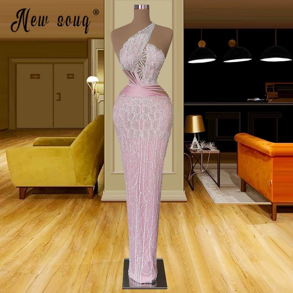 

New Arrival Full Beaded Sparking Evening Fashion Dress Pink One Shoulder Beautiful Prom Party Gowns Vestido De Novia Custom Mad