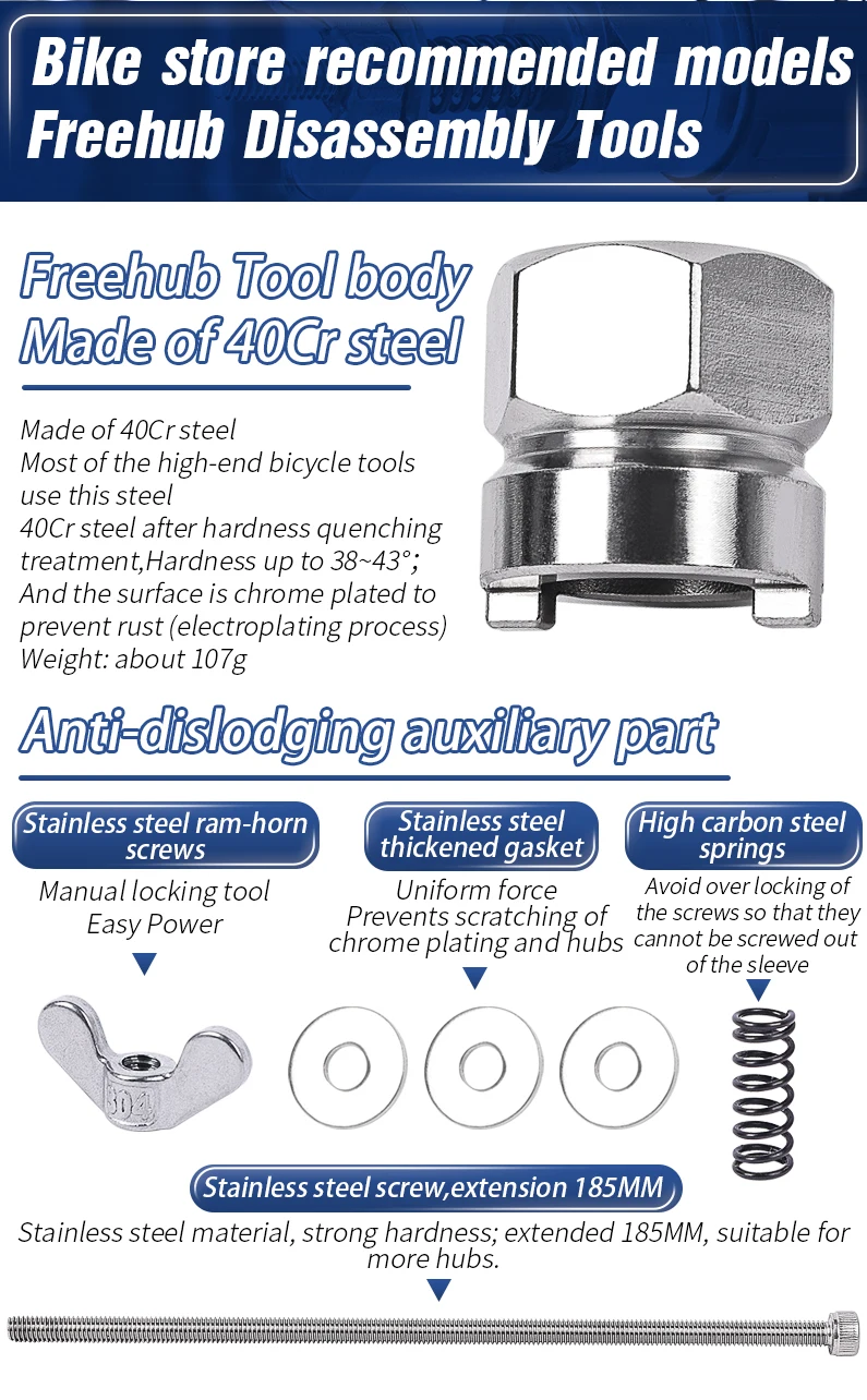 Description Picture 3 of itemLEBYCLE Bicycle Hub Tower Base Removal Tool Stainless Steel MTB Road Bike Repair Tool 4mm Slot Installation Sleeve Universal
