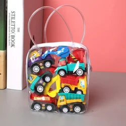 Set of 6 Miniature Pull - Back Toy Vehicles with Fire Truck and Taxi - Perfect Gift (Engineering Vehicle)