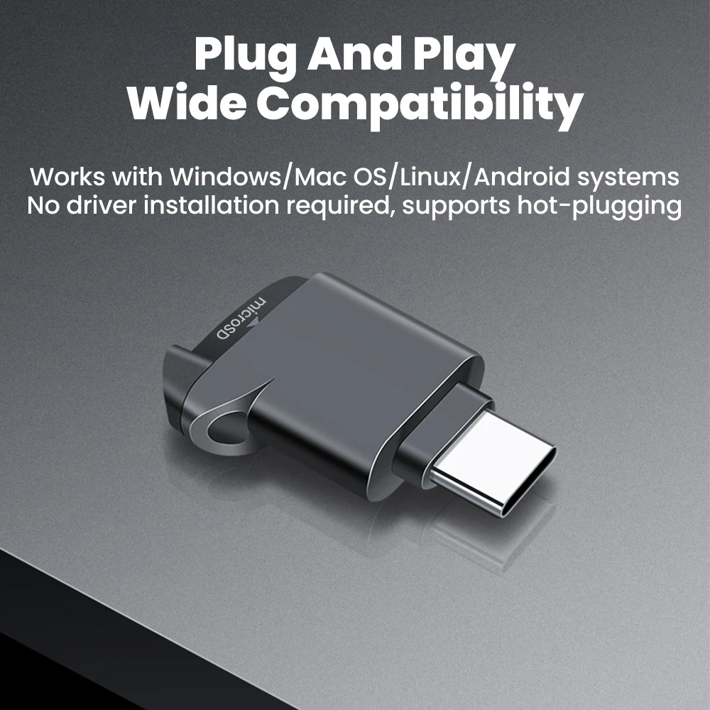 타입-C 2.0 미니 TF 카드 리더 어댑터 USB C 남성형 TF 메모리 카드 리더 고속 전송 아이폰17 16 15 PC 타입 C 폰용