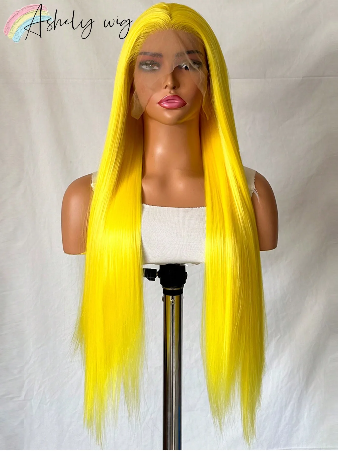 Synthetic Lace Front Wig 13*4 Long Straight Hairline Pre-Plucked Heat Resistant Fiber Fashionable Women