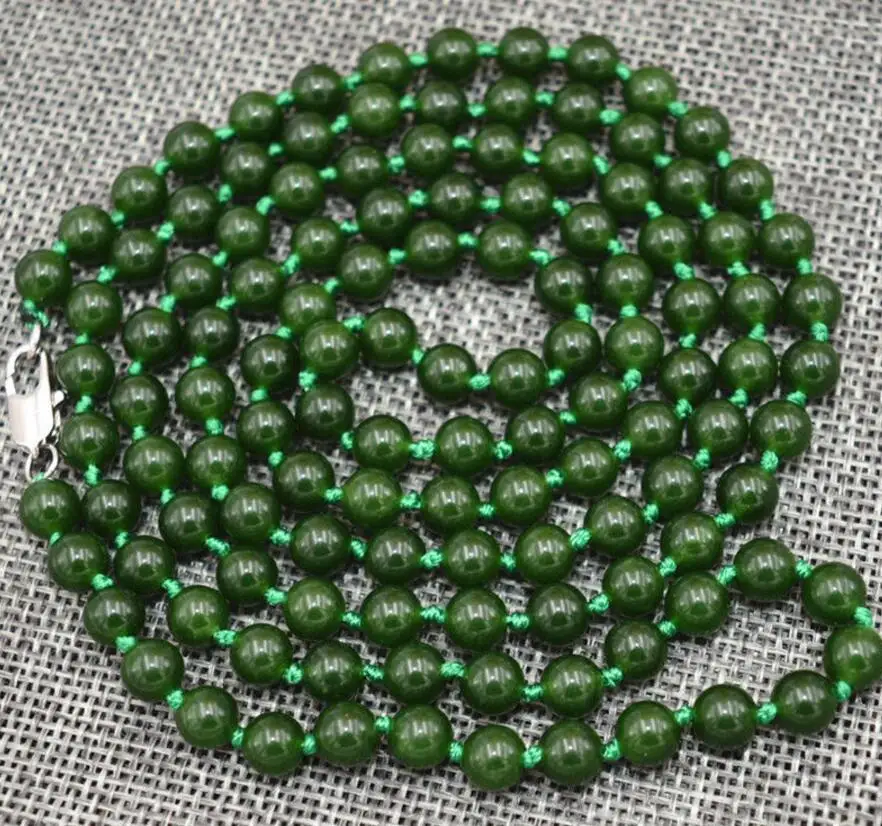 

Новый красивый темно-зеленый изумруд 6 мм бусины ювелирные изделия ожерелье 32inchAAA