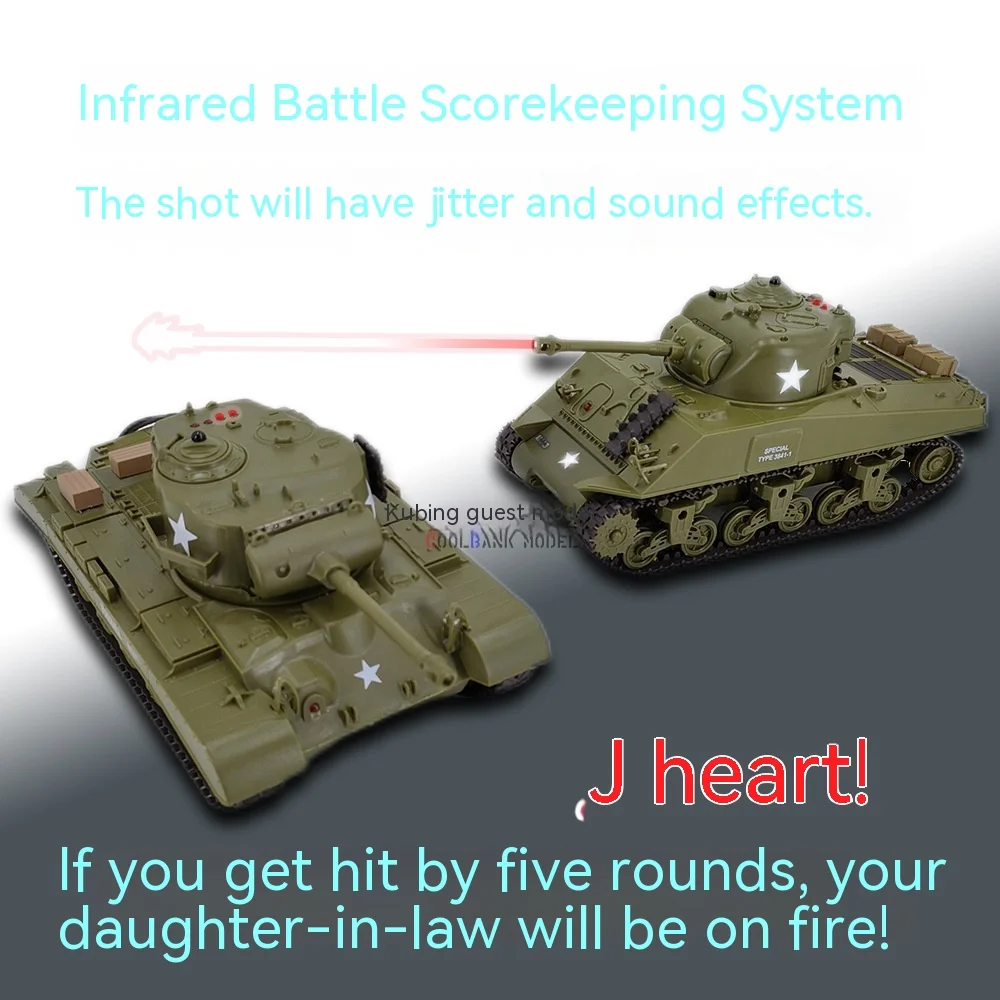 1: 30 Rc Tank Toy M26 Panxing Vs M4a3 Sherman Turret Rotation Simulation Combat Sound Effect 2.4ghz Rc Tank Model Remote Control 2