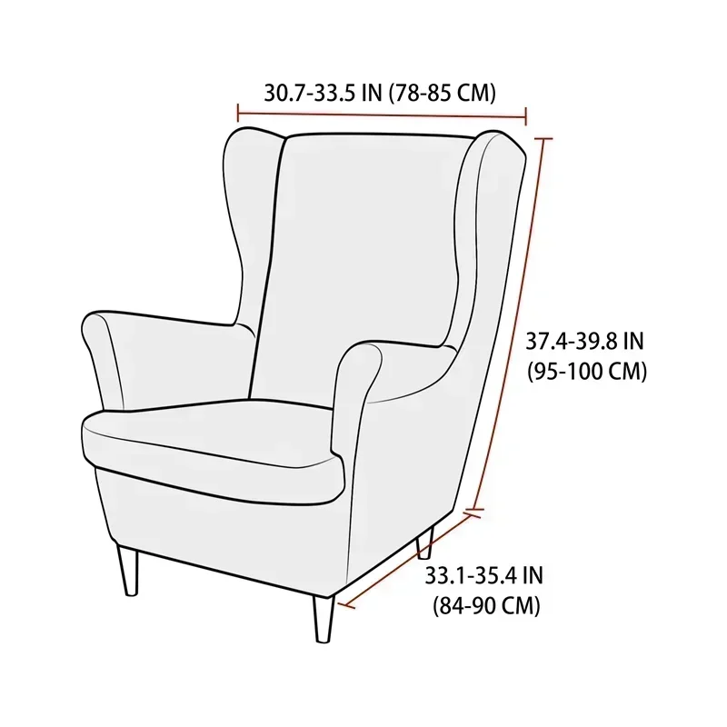 Stretch Wingback Chair Covers Jacquard Armchair Slipcovers Wing Chair Cover with Seat Cushion Case Sofa Cover for Living Room
