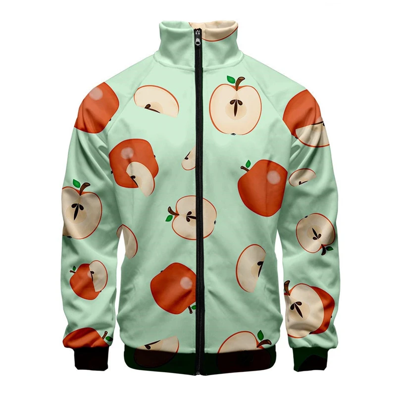 thumbnail image 1 of Chaqueta con cremallera y estampado 3D de frutas divertidas, chaquetas de manga larga para hombres y mujeres, ropa de moda con cuello alto, sudaderas casuales para hombres, abrigos para hombres, 1 of 4