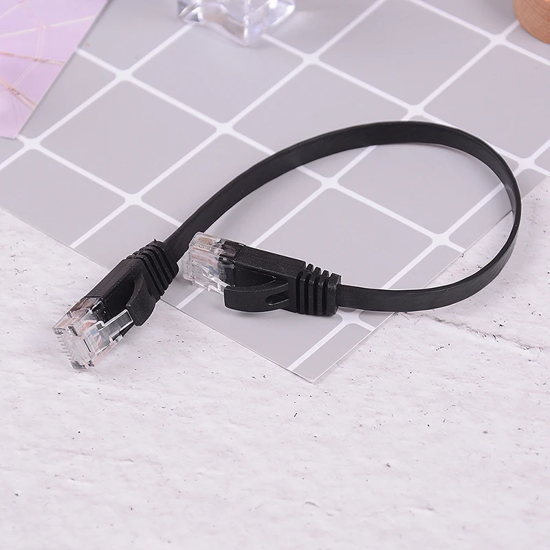 검정색 10인치(25cm) RJ45 이더넷 케이블 Cat6 네트워크 패치 코드 초박형 플랫 인터넷 와이어 카테고리 6