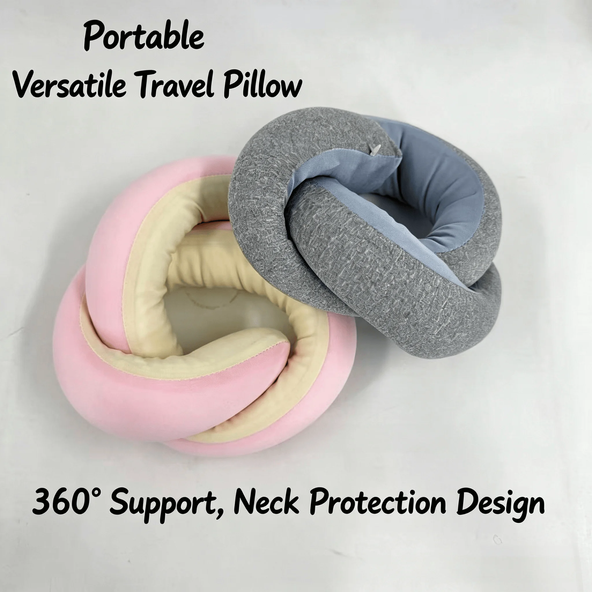 Twistable Spiral Travel Pillow, Flexible Bendable Neck Support Pillow, Adjustable Multi‑Shape Travel Neck Pillow for Car Airplan