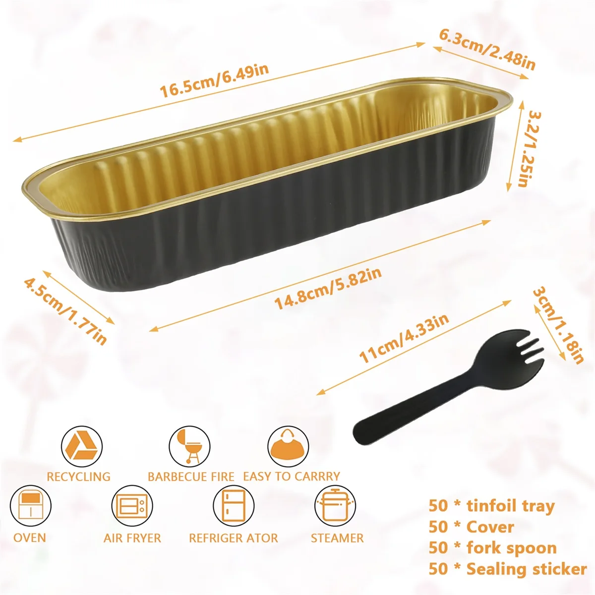 50-Piece Set of Reusable Mini Loaf Baking Kits with Lids and Spoons - 6.8oz Aluminum Foil Rectangular Pans