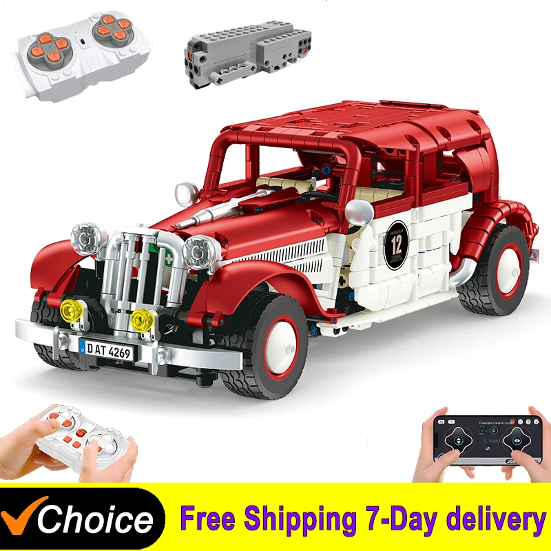 2025 NEW RC/APP Technical Brick Vintage Cars Classics Model Building Block Assembling Toys for Boys Birthday Christmas Gifts Set 1