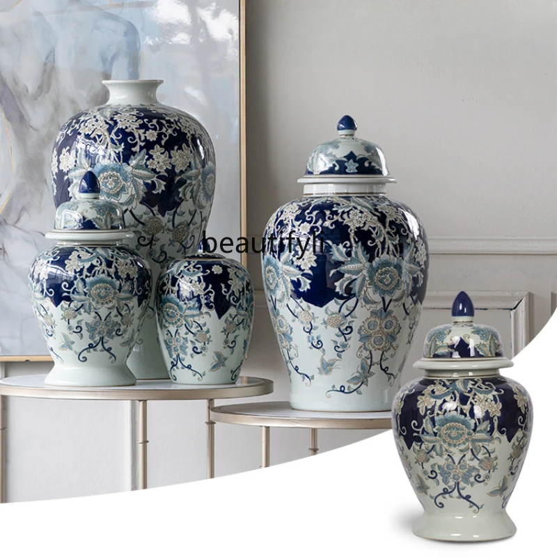 

Hand Painted Blue and White Ceramic Vase General Bottle Crack European New Chinese Style Mix and Match Ornament