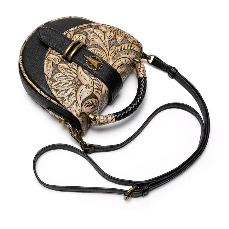 Stylish Cowhide Adjustable Crossbody Bag Embossed Shoulder Bag Phone Bag Handbag Gift for Girls Women Birthday