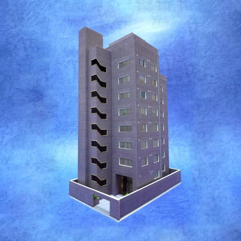 1:150 N-Scale Japanese Building Diorama scene 3D Paper Model DIY Handmade Ornaments high-rise apartment building