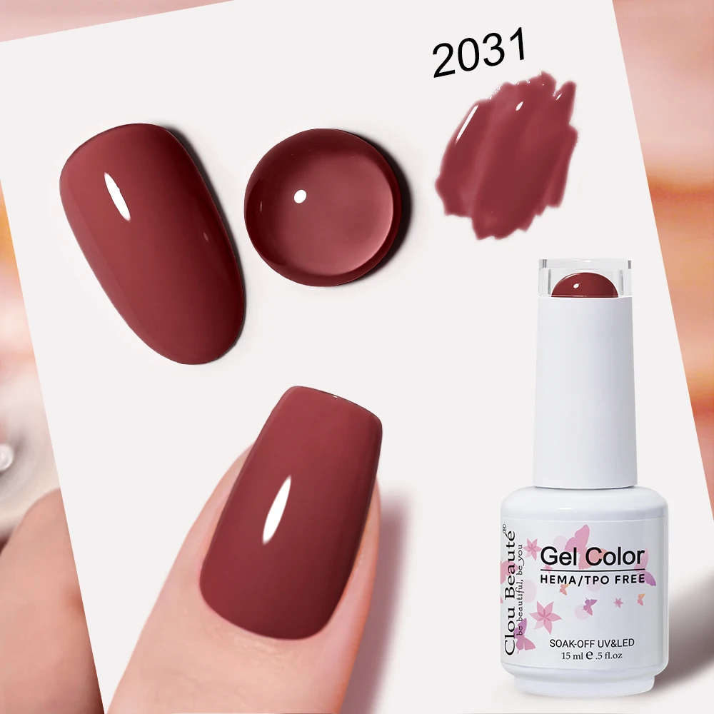 Clou Beaute Full Coverage Dark Red and Grey Gel Nail Polish