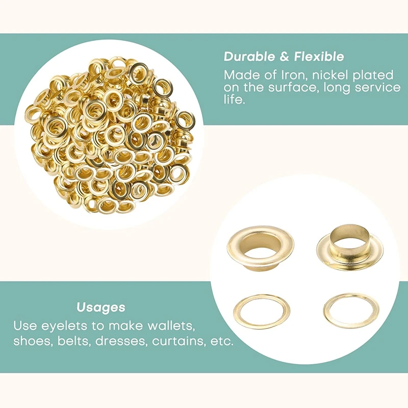 GOOD-Grommet Tool Kit Grommet & Washer Grommet Kit 500Pcs, 2 Grommets Kit, Suitable For Leather Bags Banner