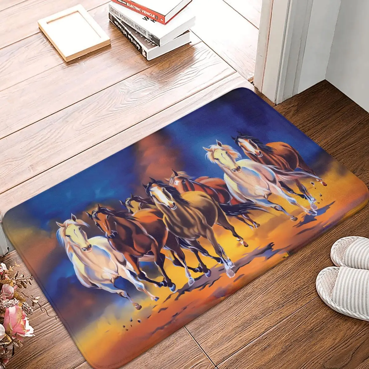 Cavalli Al Galoppo Bagno Tappeto Antiscivolo Sette Cavalli Pittura A Olio Soggiorno Tappetino Benvenuto Zerbino Decorazione Del Pavimento Tappeto