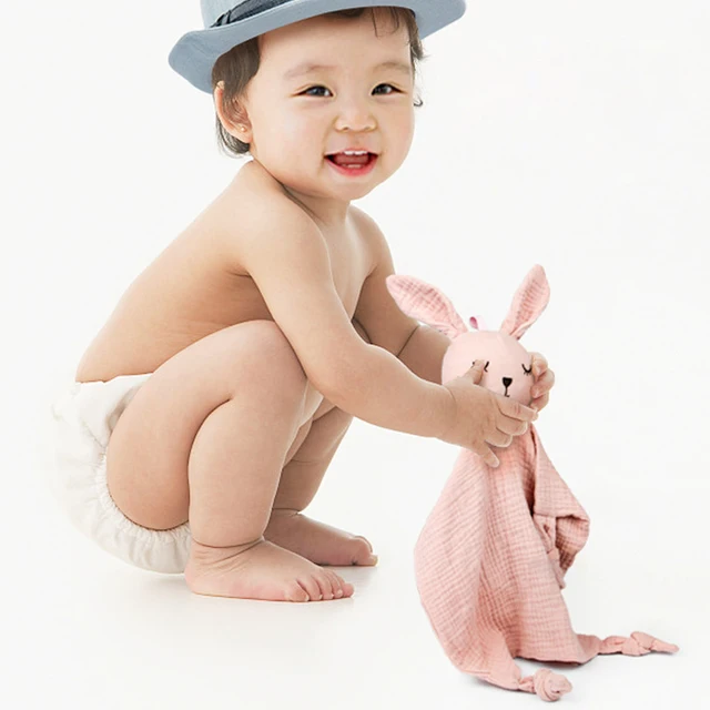Baby Security Blanket Soft Cotton Muslin Soothe Appease Towel Bibs Wipes Kids Rabbit Handkerchief Toys Newborn Sleeping Doll Toy 4