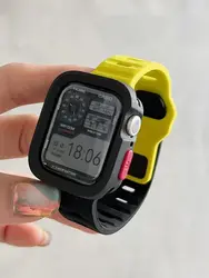 Vibrant Silicone Candy Case & Strap - 41mm Series 9 8 7 (Bk Black green)