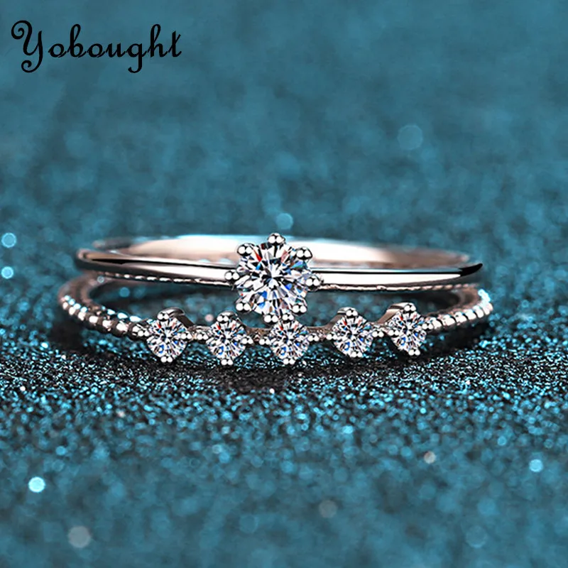 

0.1ct Moissanite Wedding Ring Bridal Sets Platinum Plated 925 Sterling Silver Luxury Quality Jewelry Wholesale Ring