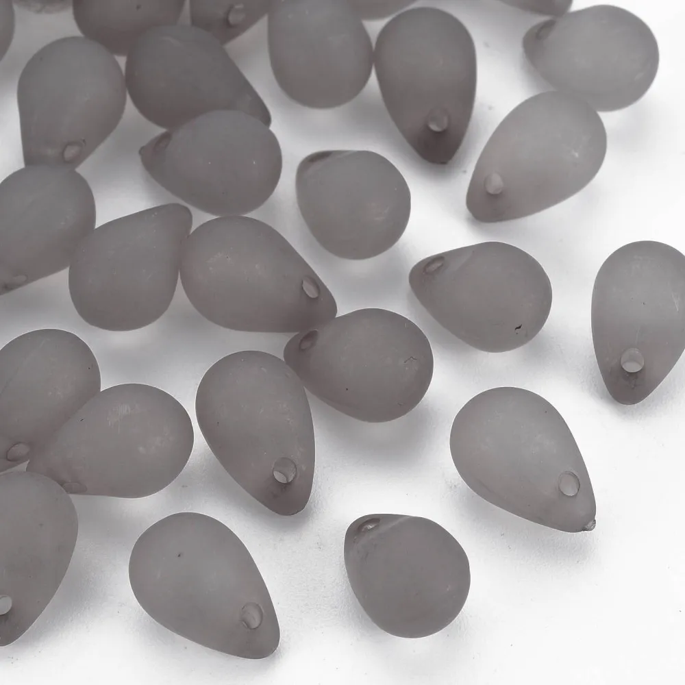 

500g Transparent Acrylic Pendants Frosted Teardrop Gray 13x8.5mm Hole: 1.6mm about 1000pcs/500g