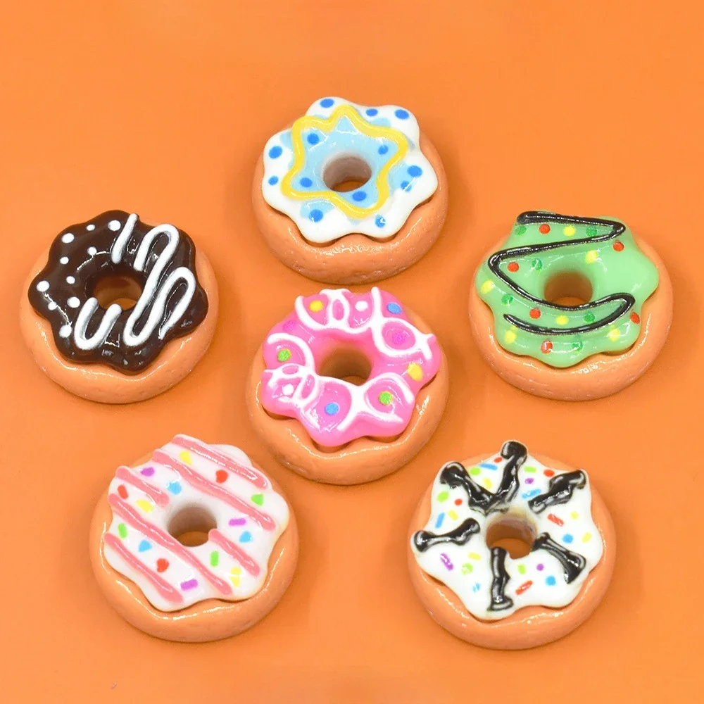 8 stücke Kawaii Neue Nette Mini Donut Flache Rückseite Harz Cabochons Scrapbooking DIY Schmuck Handwerk Dekoration Verzierungen Zubehör