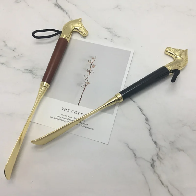 1PC Horsehead Shoehorn 32cm Metal Shoehorn Handle Long Remover Shoehorn Handheld Durable Shoe Lifter Convenient Shoe Wearers