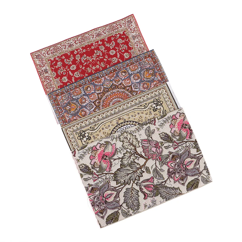 Doll House Miniature Turkish Style Carpet Miniature Embroidery Cloth Mat for 1/12 Dollhouse Furniture Toys Kids Gift