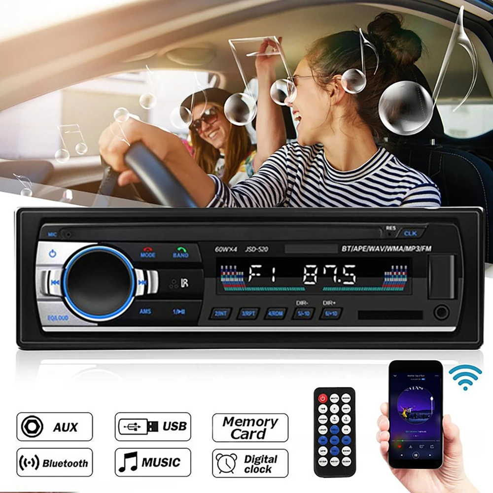 Car MP3 Player 12/24V 60W Car Stereo Bluetooth Audio Radio USB Card Insert MP3 Radio Kit with Handsfree Call