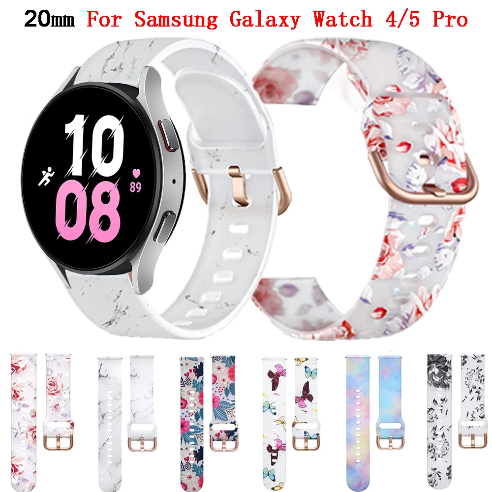 

20mm Silicone Watch Band For Samsung Galaxy Watch 4 5 40mm 44mm/5 Pro 45mm Strap Watch4 Classic 42 46mm Replacement Watchband