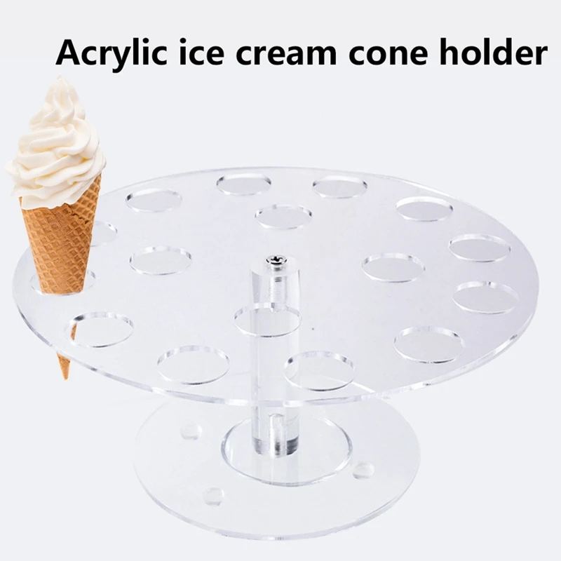 

6/16 Holes Acrylic Ice Cream Cone Holder Stand Transparent Display Home Party Kitchen Stand Reusable Baking Tools Accessories