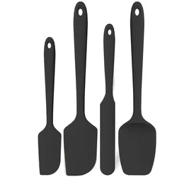 Premium Heat-Resistant Silicone Spatula Set with Nonslip Handle for Cooking, Baking, and Mixing (Black)