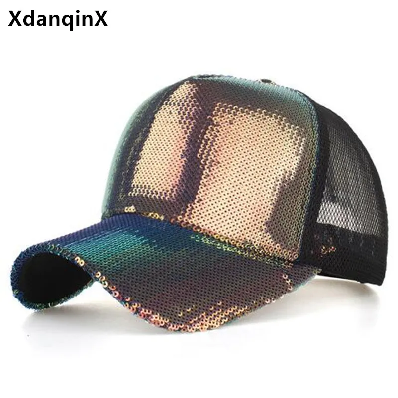 

Summer Men's Caps Personality Sequin Decoration Baseball Cap Golf Cap women's Hat Sunscreen Breathable Mesh Camping Party Hats