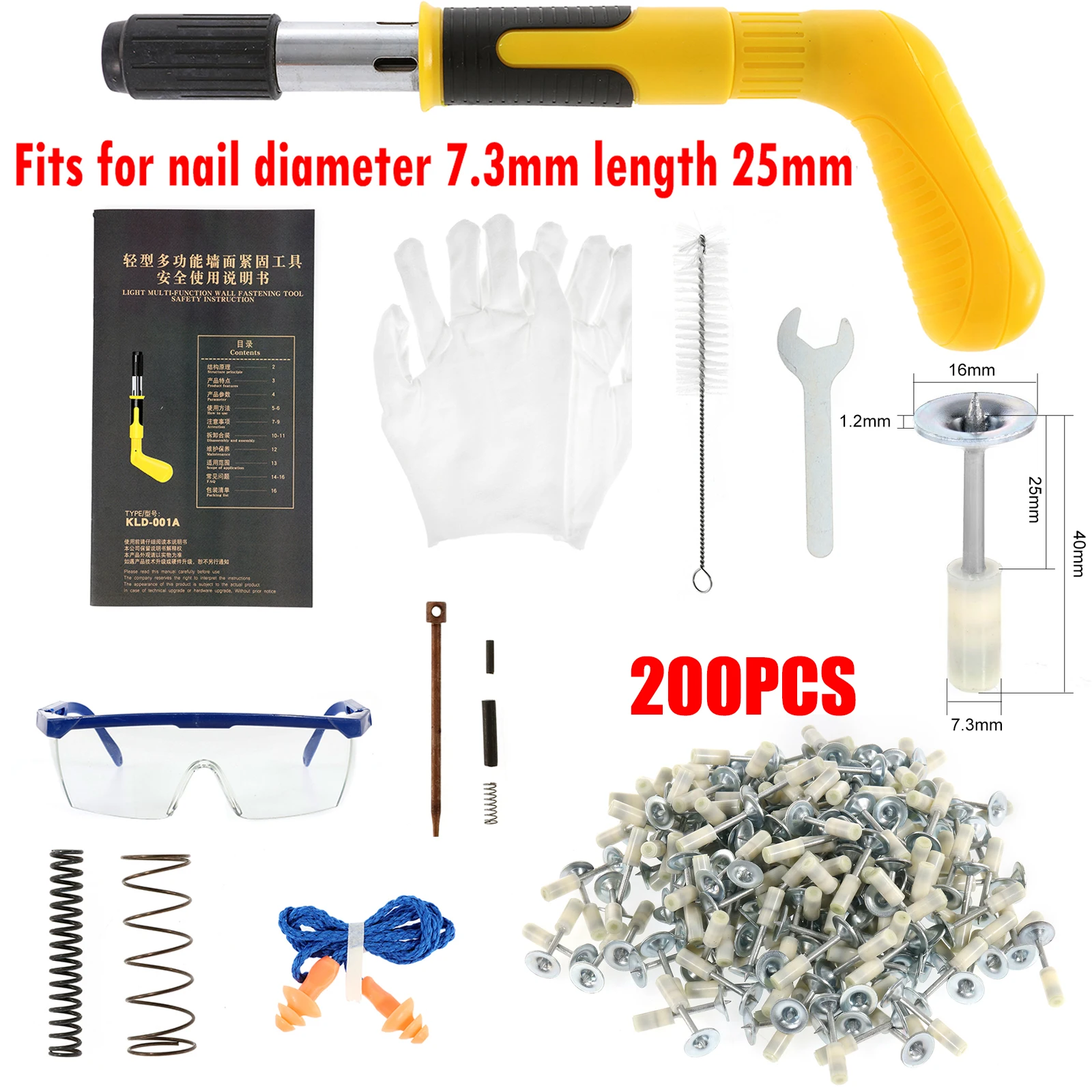 Manual Nail Gun Mini Rivet Tool Set Steel Nails Gun Ceiling Wall Anchor Wire Slotting Fastener