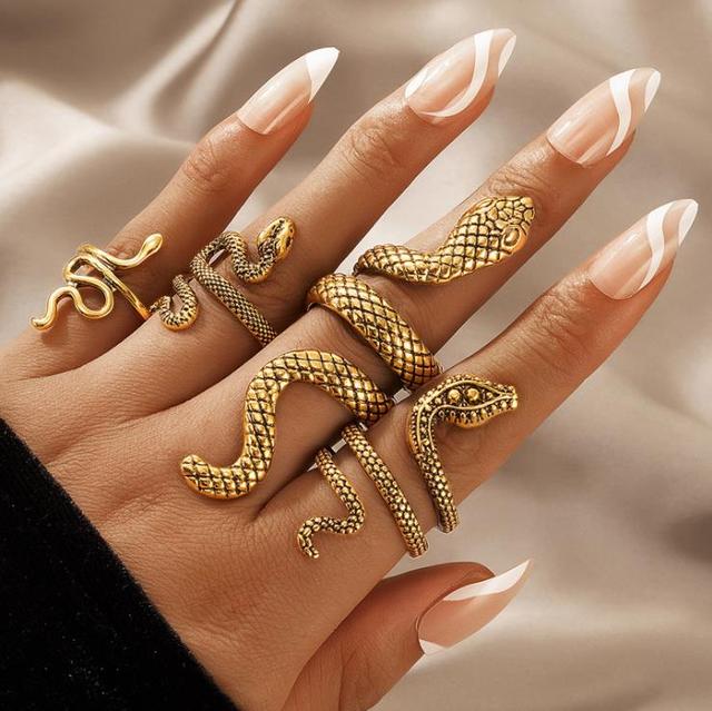 Snake Heart Ring Set Teen Girls Matching Rings for Women Anillos Jewelry Sets Bague Femme Ringen Fashion Gift