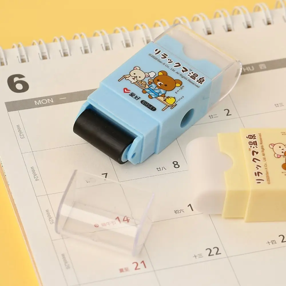 Cute Roller Eraser With Eraser Dust Cleaner Built-in Pencil Sharpener 3 in 1 Erasers Manual Crumb Collectors for Students Pencil eraser