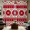 2pcs HD Christmas New Year plaid decorative curtain Red tie digital printed curtain Home Decoration style Decoration living r 1