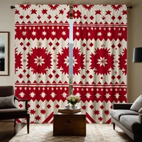 2pcs HD Christmas New Year plaid decorative curtain Red tie digital printed curtain Home Decoration style Decoration living r 1