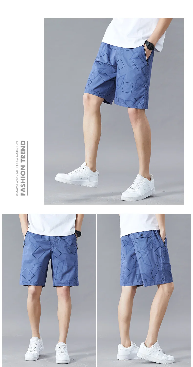 Big Men's Summer Shorts Cotton Knee Pants Golf Plaid Fashion Zipper Pocket Y2K Swim Beach Relaxed Fit Jogger Shorts