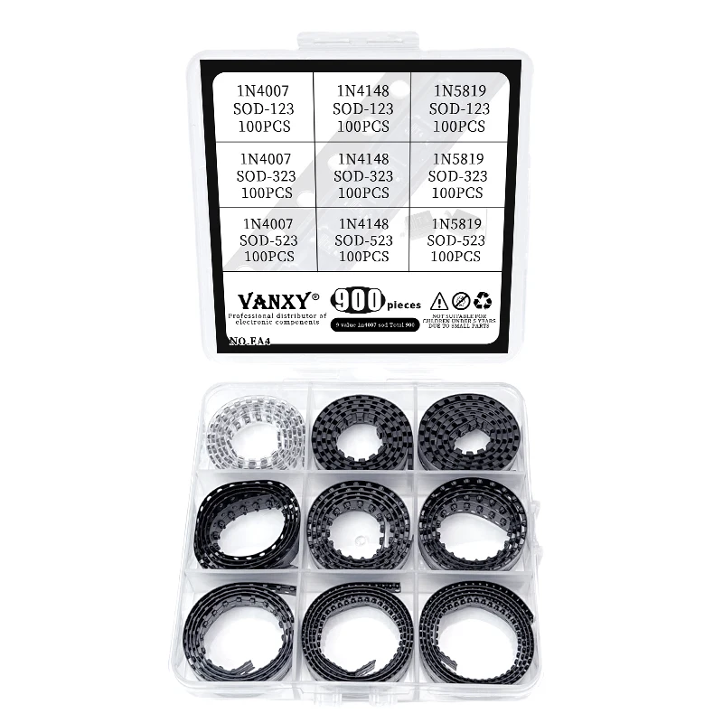 SMD 다이오드 0805 키트, SOD-123 1N5819 1N4007 1N4148 SOD-323 1206 1N4148WS 1N5819WS SOD-523, 9 가지 값