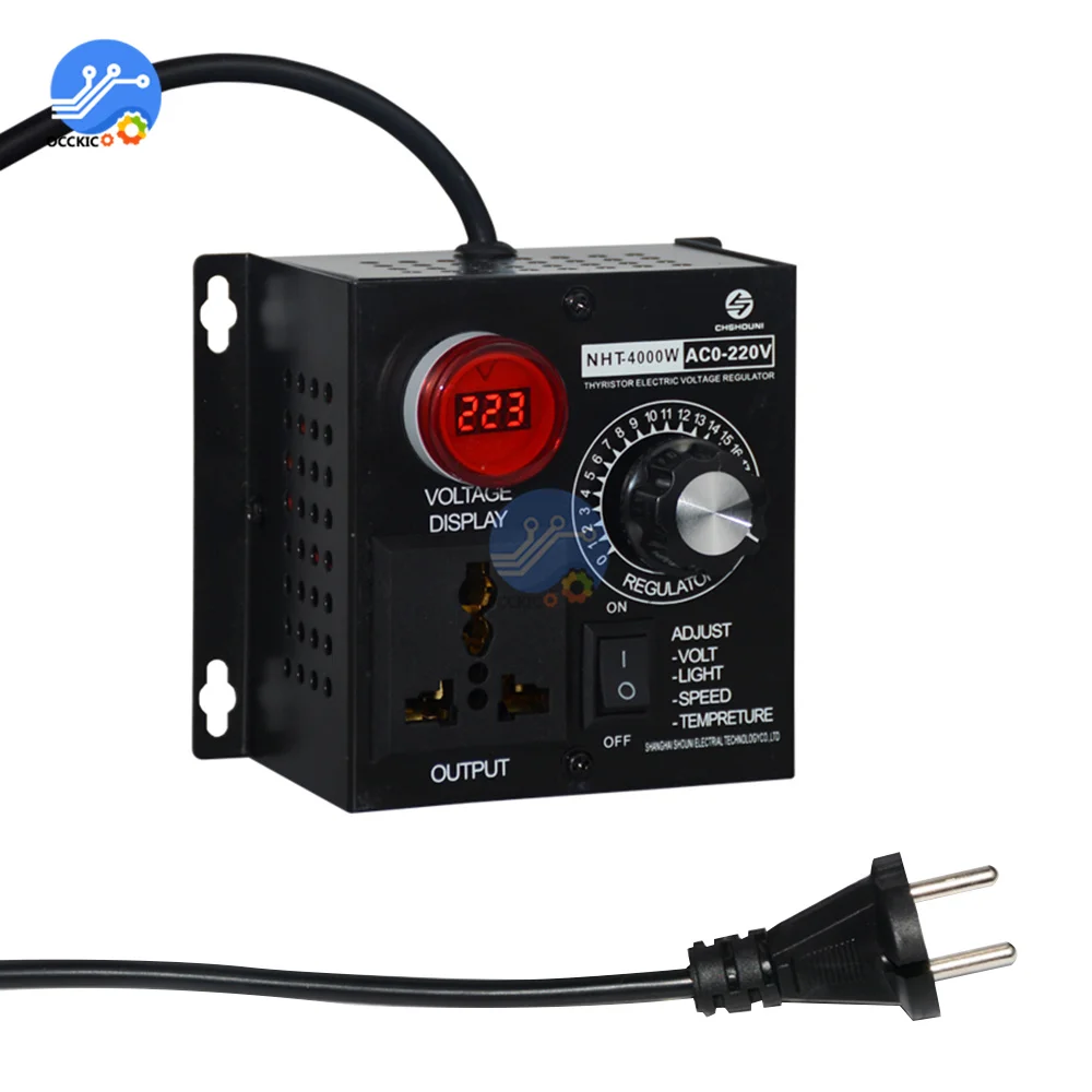 Voltage Regulator AC 220V 4000W Portable Speed Temperature Light Voltage Adjuatable Dimmer
