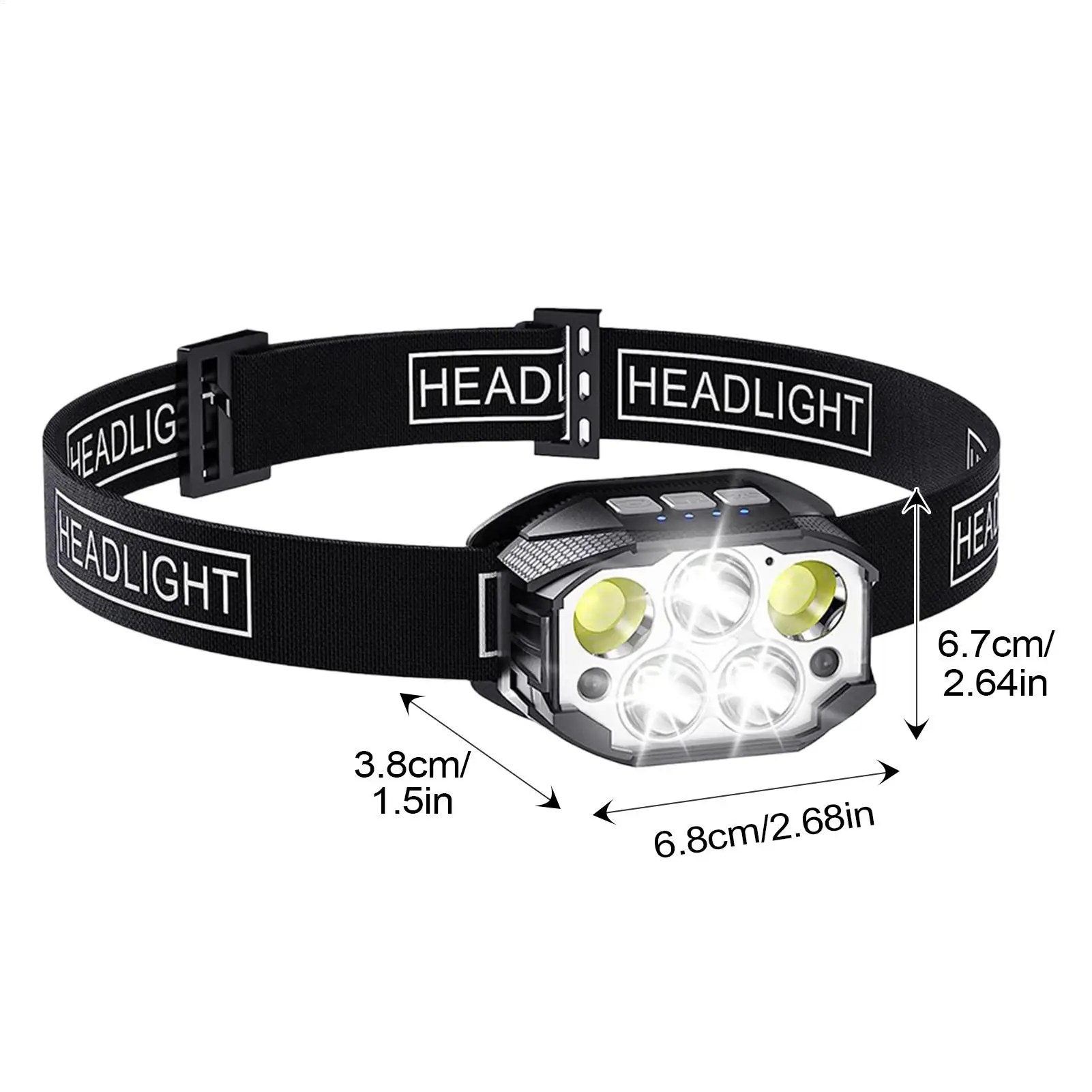 Headlamp Rechargeable 2 Pieces Outdoor Head Lamp 6 Modes LED 350 Lumen Rechargeable Motion Sensor Flashlight With Red Light For