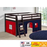 Roxy Twin Junior Loft Bed with Tent Safety Guardrails Flexible Ladder Eco-Friendly Solid Wood Space-Saving Kids Bed 1